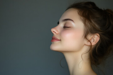 Fototapeta premium A close up of a girl's face with her eyes closed