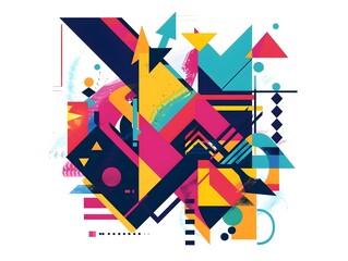 Vibrant Geometric Abstract Shapes for Sticker Design or Shirt Print