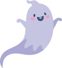 Ghost cartoon character. Cute funny spirit floating