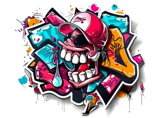 Obraz premium Stylish Streetwear Graffiti Sticker Design for Apparel and Merchandise