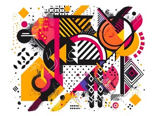 Vibrant Geometric Abstract Shapes in Bright Colors Ideal for Sticker Design  Shirt Patterns and Packaging Artwork