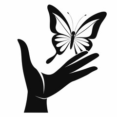 Obraz premium Butterfly on hand vector illustration