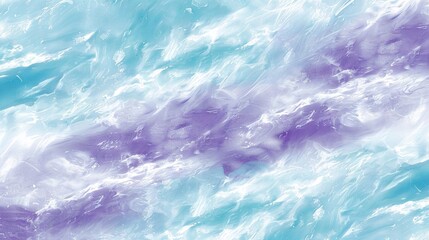Fototapeta premium A painting depicts blue and white water with a central white wave that merges into one large purple and white wave