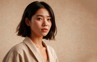 Fototapeta premium Portrait of a young cute Asian woman