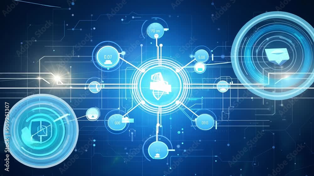 Poster exploring a sophisticated network system designed to enhance cybersecurity and protect digital data 