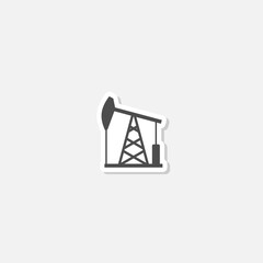 Oil pump jack or petrol pump jack icon sticker isolated on gray background