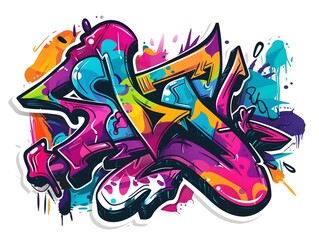 Stylish Streetwear Graffiti for Shirt Design or Sticker on White Background