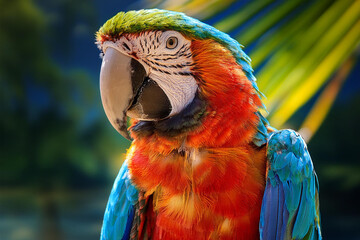 parrot perched on a tropical branc