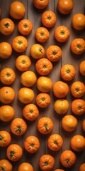 Fresh mandarin fruits on dark. Top view flat lay