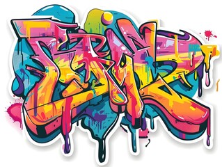 Naklejka premium Stylish Graffiti Inspired Streetwear Sticker Design for Vibrant Urban Fashion Branding