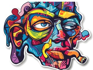 Fototapeta premium Vibrant Stylish Streetwear Graffiti Inspired Abstract Portrait Art Design