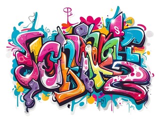 Naklejka premium Stylish Streetwear Graffiti Sticker Design on White Background