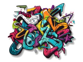 Naklejka premium Stylish Streetwear Graffiti Sticker Design with Vibrant Colors and Abstract Patterns
