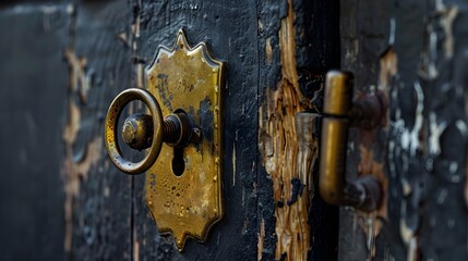 Vintage Rusty Metal Security Token Authentication Door Lock