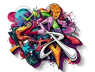 Obraz premium Stylish Graffiti Inspired Sticker Design for Streetwear and Apparel Products
