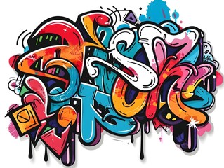 Stylish Streetwear Graffiti Inspired Sticker Design for Apparel and Accessories