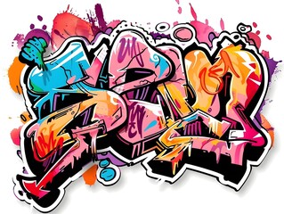 Naklejka premium Vibrant Graffiti Inspired Sticker Design for Stylish Streetwear