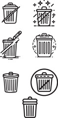 black garbage bin icon set