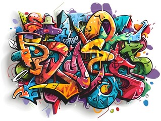 Vibrant Graffiti Inspired Sticker Design for Streetwear and Fashion