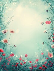 Fototapeta premium Cyberpunk Floral Chaos With Vibrant Blooms in Dreamy Background