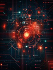 Fototapeta premium Dynamic Cyberpunk Technology Background With Neon Circuits and Energy Pulses