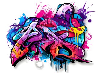 Fototapeta premium Stylish Graffiti Inspired Streetwear Design with Vibrant Abstract Patterns and Textures