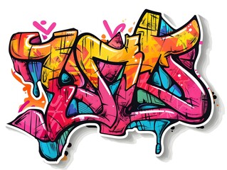 Stylish Streetwear Graffiti Sticker Design for Apparel and Fashion Accessories