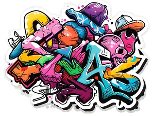 Obraz premium Vibrant Graffiti Inspired Sticker Design for Stylish Streetwear and Apparel