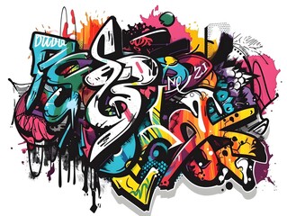 Stylish Streetwear Graffiti Sticker Design with Bold Colors and Abstract Patterns