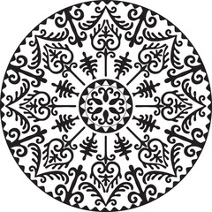 A circular symmetrical ornament, an ethnic style of Central Asia. Mandala