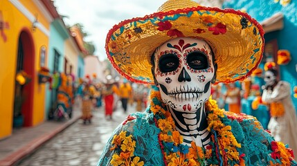 Obraz premium Vibrant Dia de los Muertos Festival Scene