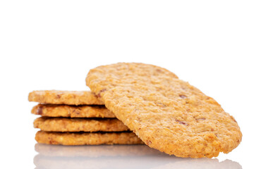 Several sweet fruit cookies, macro, isolated on white background.