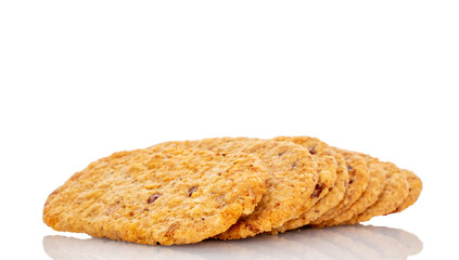 Several sweet fruit cookies, macro, isolated on white background.