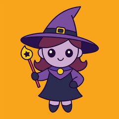 Magic Witches Halloween Vector Illustration.
