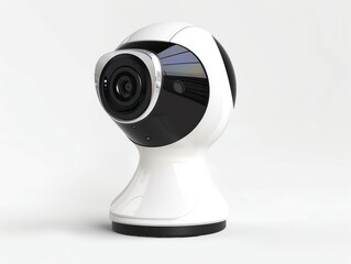 Modern CCTV camera with facial recognition, advanced tracking technology, sleek design, white background, highresolution surveillance, innovative security features