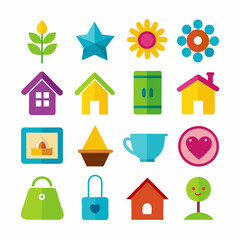 Shape style Home and Living icons isolated art vector