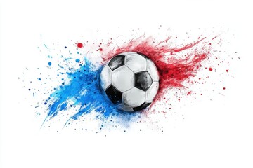 Naklejka premium soccer ball on a red background