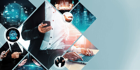 Communication technology , smart connection IOT and people network technology concept. People using...