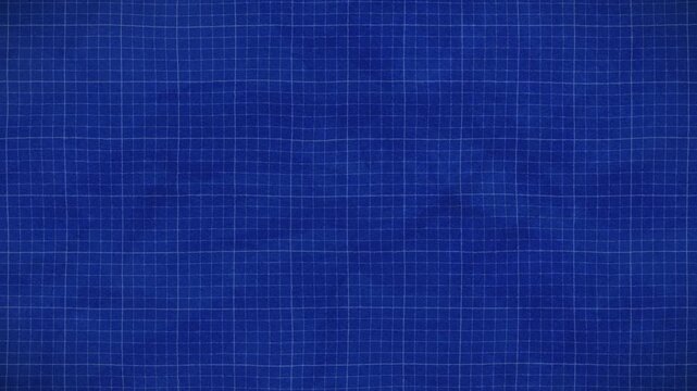 Crumbled blue grid paper with white lines, that is usually used for drawing blueprints, animated.