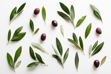 Olive branch on white background