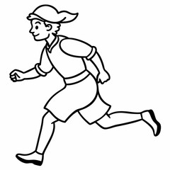 The peasant runs away line art vector