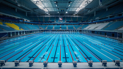 Fototapeta premium Stunning international world class swimming pool for sports, water 