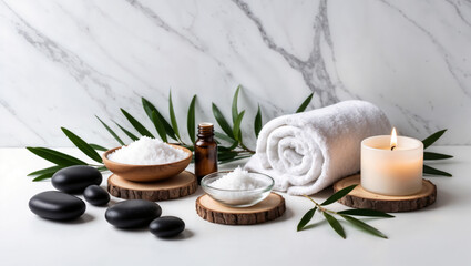 Obraz na płótnie Canvas Spa Wellness Essentials: Relaxation and Aromatherapy for Natural Skincare Treatment