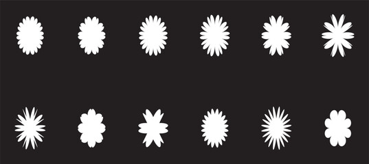 Cute simple flowers, daisies, basic floral shapes silhouettes for design