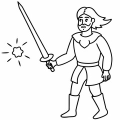 The peasants don't recognize the magical hero line art vector