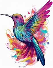 Obraz premium Psychadelic theme Hummingbird. Spirit Animal totem guide illustration