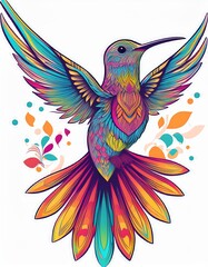 Obraz premium Psychadelic theme Hummingbird. Spirit Animal totem guide illustration
