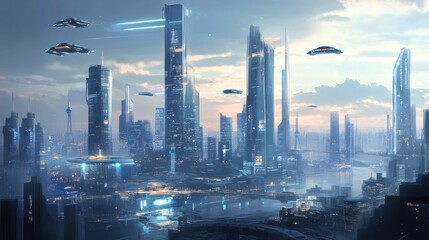 Naklejka premium Futuristic Cityscape
