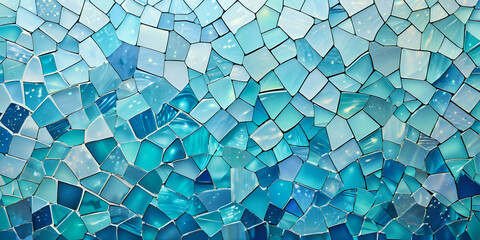 Abstract glass mosaic in blue tones as a background.