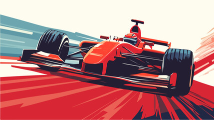 Racing car illustration. Formula one. Motorsport.